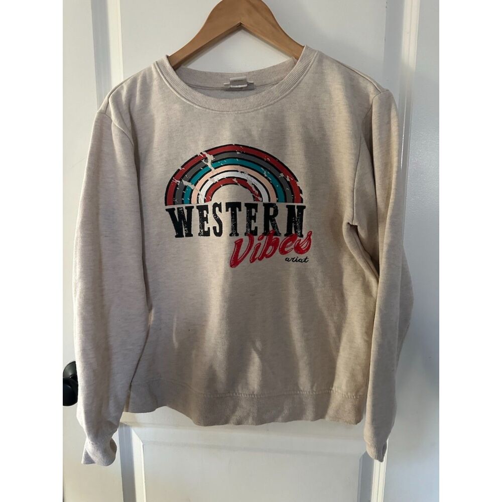 Ariat Western Vibes Graphic Women's Crewneck Sweater Size Small